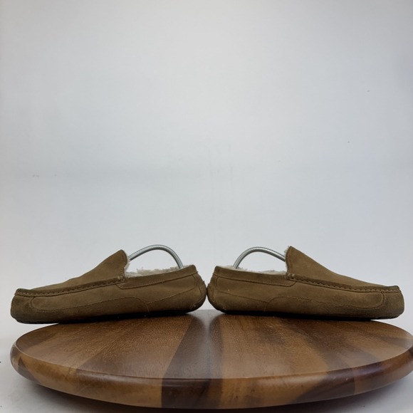 Mens UGG Ascot Tan Brown Suede Lined Slippers Shoes Moccasins Loafers Size 10 M main image 6